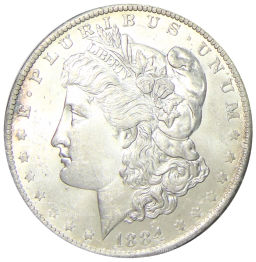 1 доллар 1884 года O США Доллар Моргана