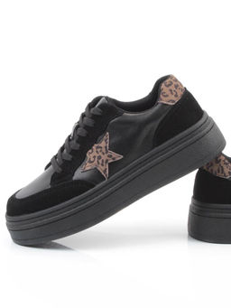 03-YE475-1 BLACK Кроссовки женские (натуральная кожа)