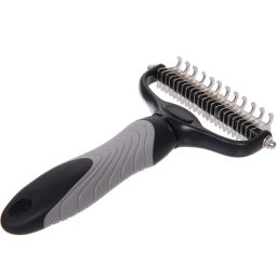 Цена за 2 шт. Расческа для удаления колтунов "ПРЕМИУМ - МОЙ БРО", прорезиненная ручка, цвет серый/черный, 18*11.6см (лейбл)