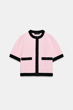 CHAQUETA COMBINADA PUNTO MANGA CORTA / Rosa - Zara фото 6