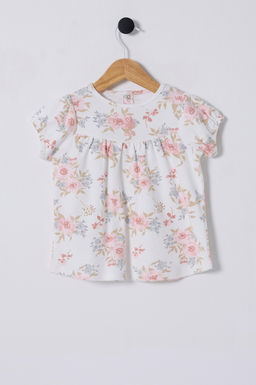 K_z Bebek Beyaz _i_ek Desenli Elbise