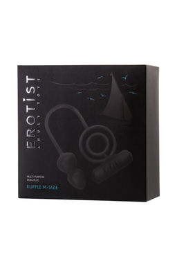 Анальная пробка Erotist Ruffle с дополнительной стимуляцией, силикон, черная, M