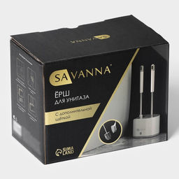 Ёршик для унитаза SAVANNA, силиконовый с щёткой, 18.9×12×40.5 см, белый