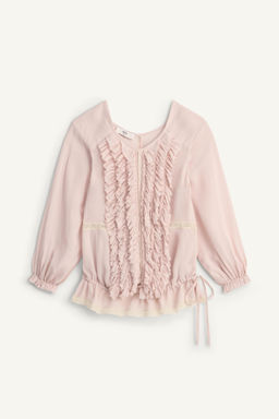 CAMISA VOLANTES ENCAJE LIMITED EDITION / Rosa empolvado - Zara фото 7