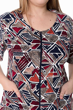 Халат на молнии М31430кс коричневый/синий - Елена фото 7