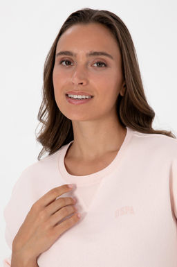 Kad_n A__k Pembe _ardonlu Bisiklet Yaka Basic Sweatsh_rt - U.s. polo assn фото 2