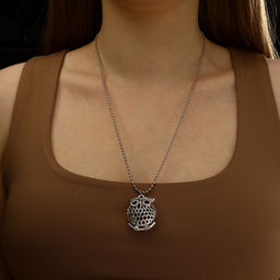 Кулон «Сова круглая» art, цвет серебро чернёное, 44 см