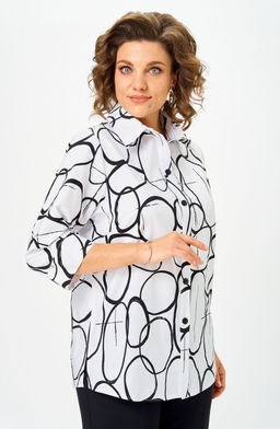 Блуза БелЭльСтиль 877 бело-черный фото 5
