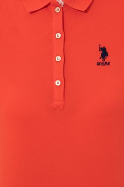 Женская красная футболка с воротником поло Basic - U.s. polo assn фото 6