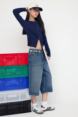 Teen Pembe Dugmeli Vucuda Oturan Esnek Orme Bluz | TWOAW26BZ00007 - Trendyolmilla фото 8