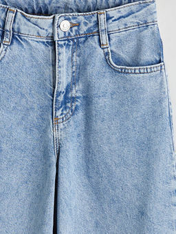 Wideleg Stitch ve Angel Bask?l? K?z ?ocuk Jean Pantolon