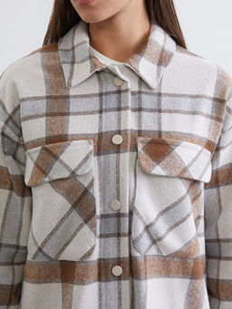 Ekose Oversize Kad?n Ka?e G?mlek Ceket