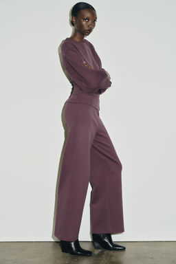 INTERLOCK WIDE-LEG TROUSERS - Zara фото 5