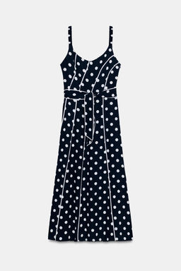 VESTIDO MIDI LUNARES CINTUR?N / Marino / Blanco - Zara фото 11