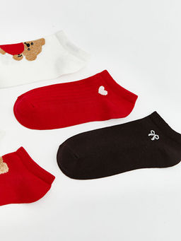 Ay? Bask?l? Kad?n Patik ?orap 5li