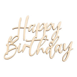 Цена за 5 шт. Топпер для торта Happy Birthday, деревянный, 92х60