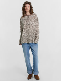 Лонгслив женский с леопардовым принтом потертый леопард 122868R