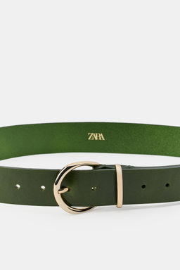 CINTUR?N PIEL 100% HEBILLA CIRCULAR / Verde - Zara фото 4