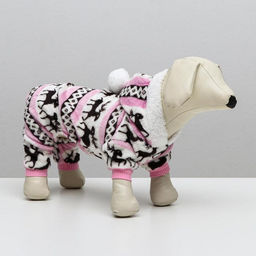 Комбинезон Олени с капюшоном, размер XXL (ДС 45 см, ОГ 55 см, ОШ 45 см), розовый