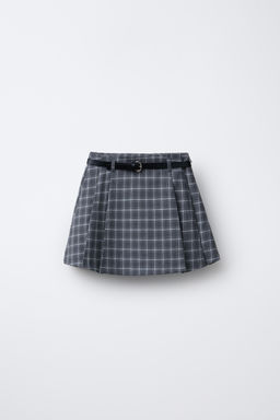 CHECK BERMUDA SKORT WITH BELT