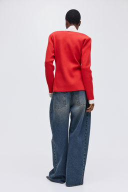 C?rdigan en punto acanalado con escote en U - H&m фото 4