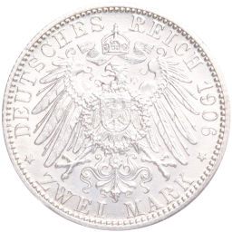 Монета 2 марки 1906 года Германия (Баден) 50 лет свадьбе Фридриха I и Луизы Прусской