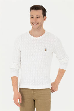 Мужской белый базовый свитер