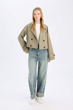 Тренч стандартного кроя с воротником-смокингом - Defacto фото 7