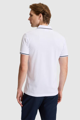 Erkek Beyaz Slim Fit Polo Yaka Basic Ti__rt - U.s. polo assn фото 5