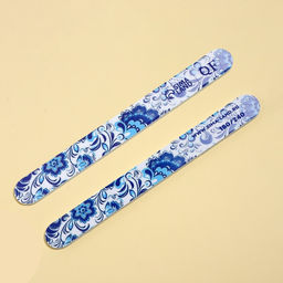 Цена за 5 шт. Пилка для ногтей «Гжель», прямая, 180/240 грит, 18 см, разноцветная