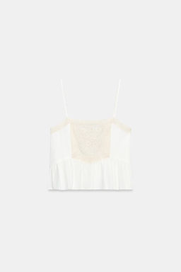 TOP GASA TIRANTES BORDADOS / Crudo - Zara фото 5