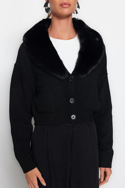 TRENDYOLMILLA Antrasit Crop Kurk Detayl? Triko H?rka TWOAW24HI00029  фото 3