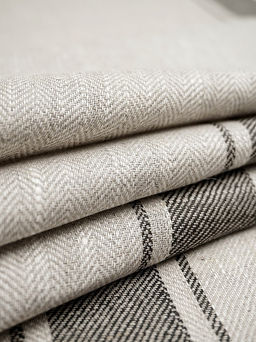 Льняной жаккард "Черная полоска" цв.натуральный, ш.1.5м, лен-100%, 170гр/м.кв