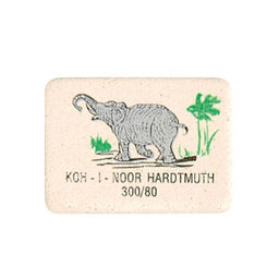 Цена за 5 шт. Ластик KOH-I-NOOR ELEPHANT 300/80 каучук 26х19х8 мм, белый, цветная печать