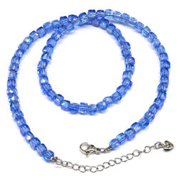 Чокер на шею из циркона кубик с гранями 4мм цв.васильковый хамелеон, 38см