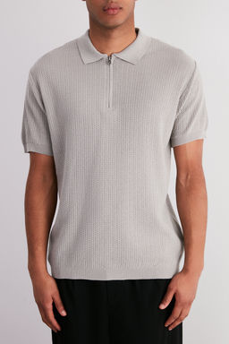 TRENDYOL MAN Tas Regular Fit Ajurlu Fermuarl? Triko Polo Yaka T-Shirt TMNSS24PO00001 - Trendyolmilla фото 4
