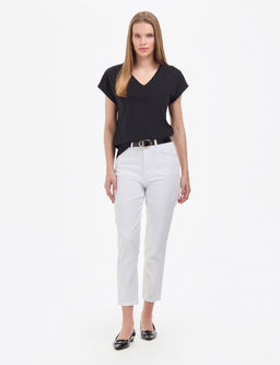 Siyah Regular Fit V Yaka Basic Ti__rt