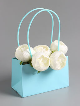 Цена за 10 шт. Сумка переноска для цветов, влагостойкая, тиффани, 22×10.5×13.5 см