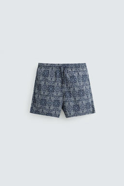 PAISLEY PRINTED MID-LENGTH SWIMMING TRUNKS