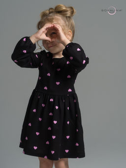 Платье Моана розовые сердечки на черном - Sovalina фото 20