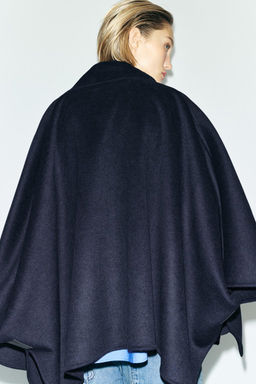 ZW COLLECTION WOOL CAPE WITH SCARF - Zara фото 3