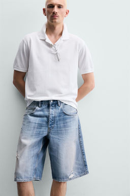 BERMUDA DENIM BAGGY FIT ROTOS / Azul medio - Zara фото 5