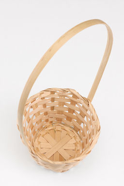 Цена за 2 шт. Корзина плетёная, 13×13×9.5 см, ручка h=21 см, бамбук, натуральный цвет, Greengo