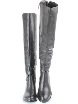 D8H098-07B-1BM BLACK Сапоги демисезонные женские (натуральная кожа, натуральная байка)