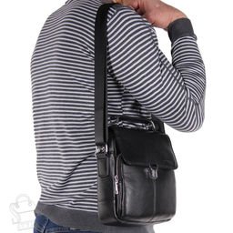 Сумка мужская кожаная 2066BSH black Heanbag