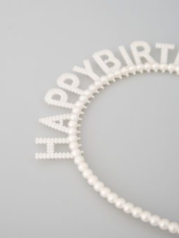 Цена за 2 шт. Ободок "Happy birthday" жемчужный