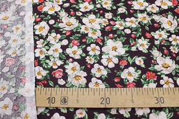 Бязь Вишневый сад на темном коричнево-сливовом, ш.1.5м, хлопок-100%, 120гр/м.кв - Купава фото 2