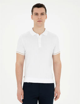 Ekru Slim Fit D__meli Polo Yaka Triko Ti__rt