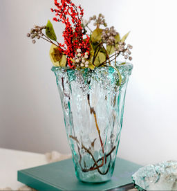 Ваза для цветов, 30 см, декоративная, стекло, мятый эффект, Pandora