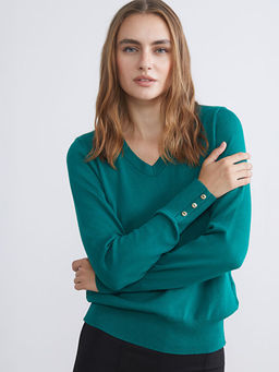 V Yaka Kad?n Triko Kazak